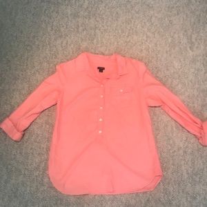 J. Crew Pink Partial Button Down Shirt